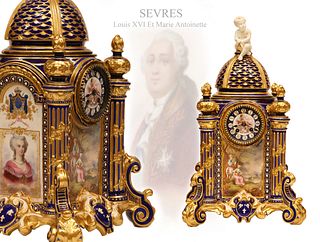 A Fine Large 19th C. Sevres louis XVI Et Marie Antoinette Clock