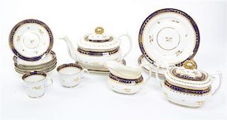 A Chamberlains Porcelain Tea Set, Width of first 10 1/2 inches.