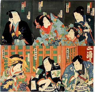 GROUP OF TWO TOYOHARA KUNICHIKA WOODBLOCK PRINTS