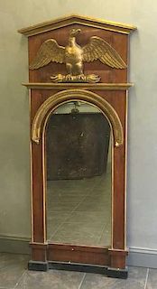 Antique Mahogany Mirror With Gilt Trim & Carved