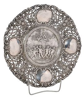 Large German Silver Footed Serving Tray