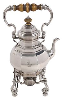 English Silver Hot Water Kettle, George Fox