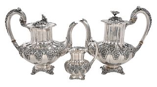 Sterling Coffee Pot, Teapot, and Creamer
