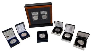 Eight American Silver Eagles, with 2008 Reverse of 2007 Error 