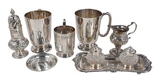 Seven Pieces English Silver Hollowware