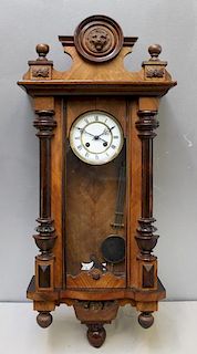 Victorian Carved walnut Regulator Clock
