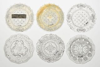 LEE/ROSE WITH NO. 226A - 245 PRESSED CUP PLATES, LOT OF 12