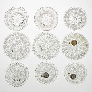 LEE/ROSE WITHIN NO. 279 - 292 PRESSED CUP PLATES, LOT OF NINE