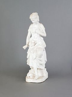 Carved marble statue of a young woman, 20th c., ho