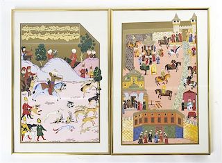 A Pair of Middle Eastern Offset Lithographs, Height overall 17 x width 11 1/2 inches.