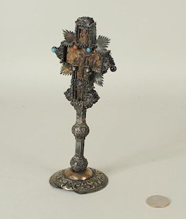 Early Eastern Orthodox Carved, Metal Mounted Cross