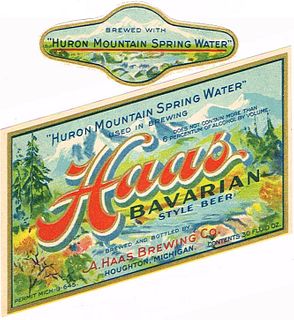 1933 Haas Bavarian Beer 30oz Label CS62-06 Houghton