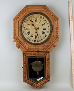 Waterbury Oak Regulator Clock