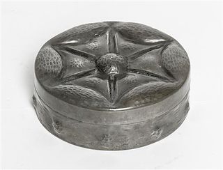 A French Art Nouveau Pewter Box, Alice (1872-1951) and Eugene (1872-1925) Chanal, Diameter 4 1/2 inches.