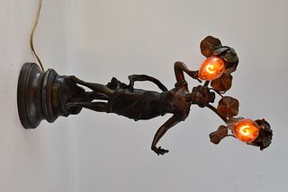 PAR RUFFONY "COMBAT FLEURI" FIGURAL TABLE LAMP