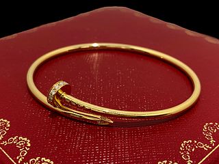 Cartier 18K Yellow Gold & Diamonds Juste Un Clou Bracelet Size 18 