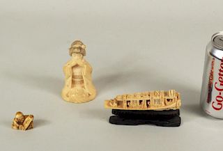 Three Asian Carved Ivory Items