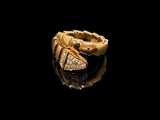 BVLGARI SERPENTI VIPER RING 18k ROSE GOLD DIAMONDS SIZE