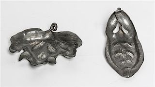 Two French Art Nouveau Pewter Trays, Alice (1872-1951) and Eugene (1872-1925) Chanal, Width of wider 6 3/8 inches.