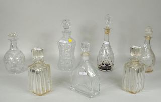 Group 7 Clear Glass Cut, Pressed & Blown Decanters