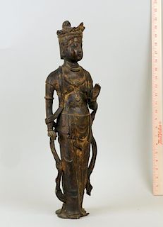 Chinese Heavy Cast Bronze Standing Figure