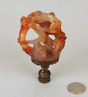 Asian Carved Hardstone Lamp Finial