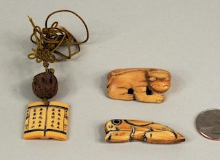 Group 3 Chinese Carved Ivory Pendants