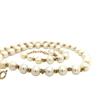 Pearl and 14 Karat Gold Necklace