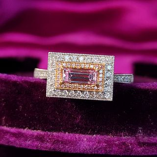GIA Rare Natural Pink Diamond East-West Ring