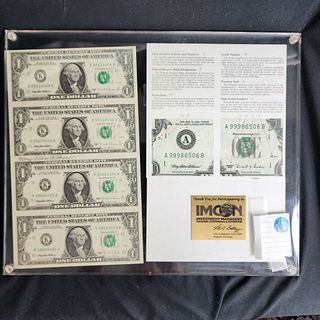 Uncut Sheet FRN Notes Autographed By US Treasurer