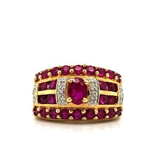 Wide Ruby and Diamond Tapered Band