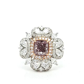 GIA Natural Fancy Diamond Ring and Paisley Halo