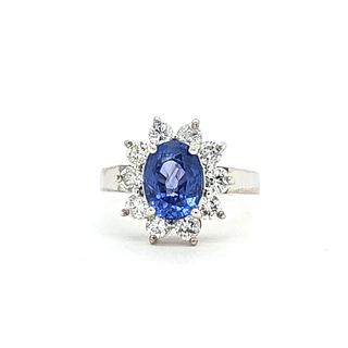 Celestial Unheated Sapphire & Heavenly Diamond Halo Ring
