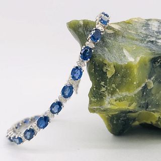 Blue Sapphire and Diamond Eternity Bracelet