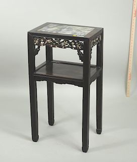 Chinese Mother Of Pearl Inlaid Rosewood Stand