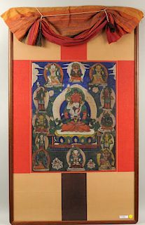 Framed Tibetan Thangka Painting of Yabyum
