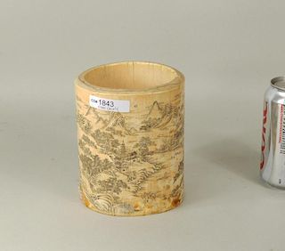Chinese Ivory Brush Pot, Ex. Carnegie Collection