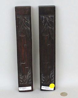 Pair Chinese Carved Zitan Wood Scroll Weights