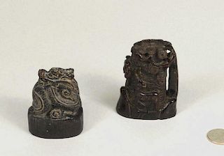 Two Chinese Carved Horn Items