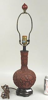 Asian Cinnabar Table Lamp