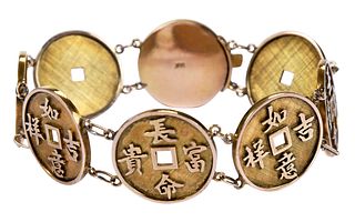 Good Luck Asian Coin Motif Bracelet