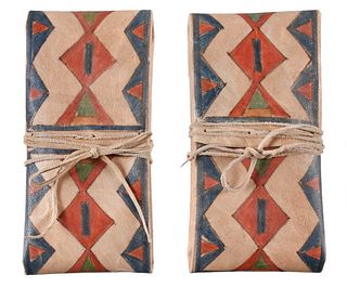 Two Plateau Style Painted Hide Parfleche Envelopes