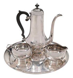 Sterling Three Piece Sterling Coffee Service and Tray