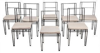 Set of Eight Contemporary Black Painted Steel Side Chairs