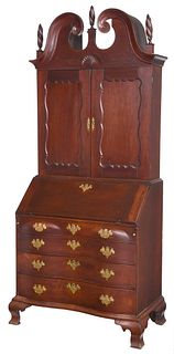 Connecticut River Valley Chippendale Cherry Secretary Bookcase