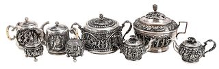 Eight Persian Silver Table Items 