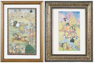 Two Framed Mughal Miniature Paintings