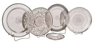 Five Round Sterling Serving Plates