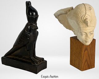 Ancient Egypt Decor- Horus Statue & King Tut Head