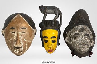 Wood Carved African Tribal Masks- Pounou Punu, Igb
